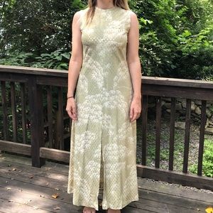 GROOVY Vintage early 1970s Green/Gold Maxi Dress